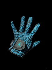 Air Jordan Golf Glove Cabretta Leather Black and UNC Blue Elephant print