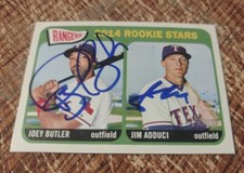 Joey Butler Jim Adduci 2014 Topps Heritage Dual Signed Baseball Card 104 Rangers