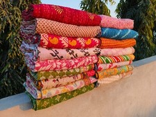 20 PC Wholesale Lot Throw Blanket Kantha Quilt Indian Vintage Cotton Bedspreads
