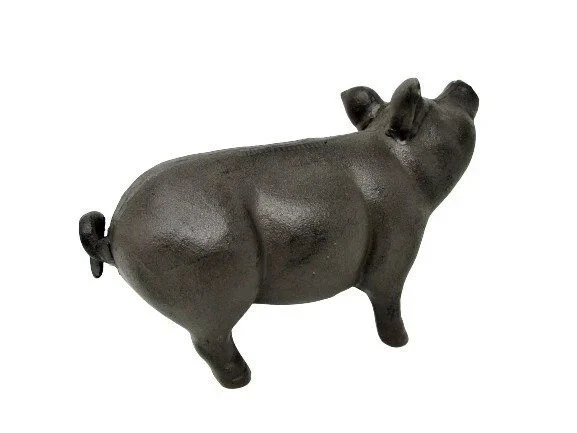 Estatua pisapapeles de cerdo cerdo cerdo de hierro fundido macizo grande grande de 10" de largo Foto 4 de 4