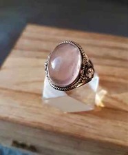 Solid 925 Sterling Silver Rose Quartz Ring Gemstone Gift For Her A 21