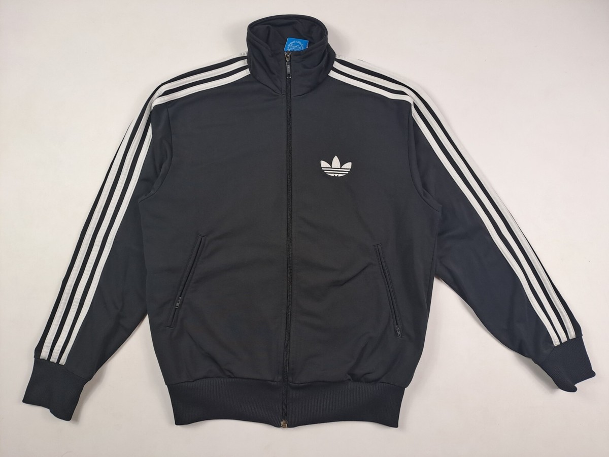 adidas track zip jacket black vintage tennis men rare size S