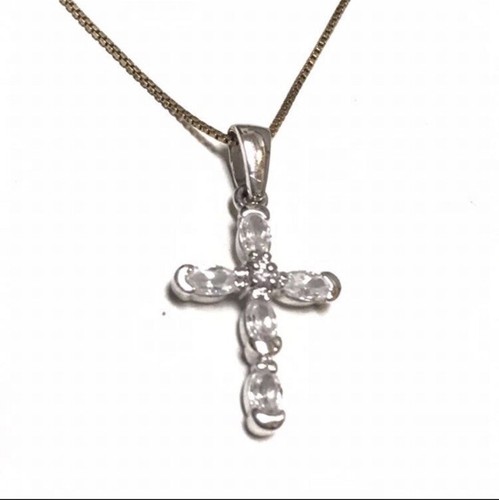 925 Sterling Silver Moissanite Cross Pendant Necklace