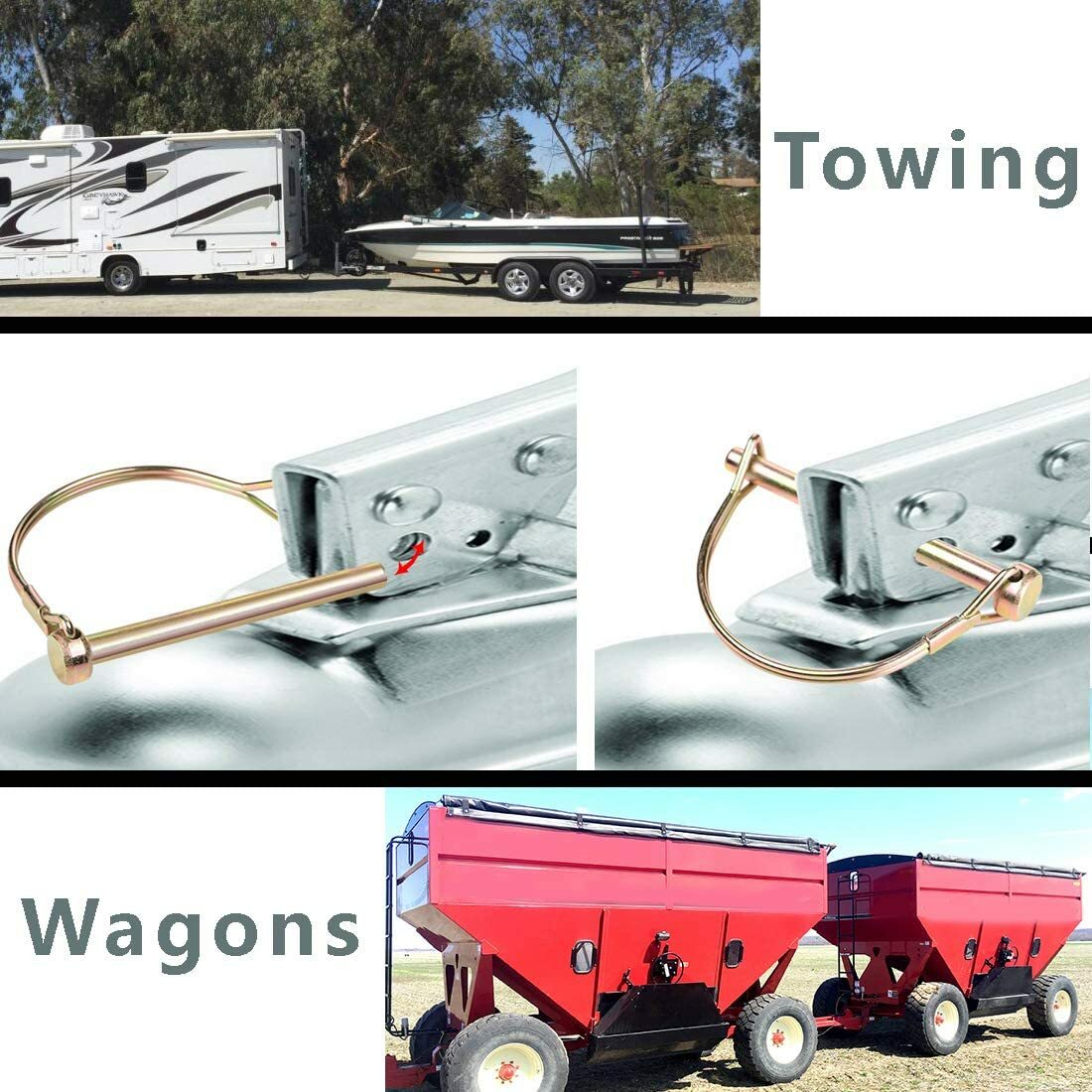 2PCS Pin Lock 1/4" RV Trailer Hitch Pintle Hooks Boat Coupler Hook