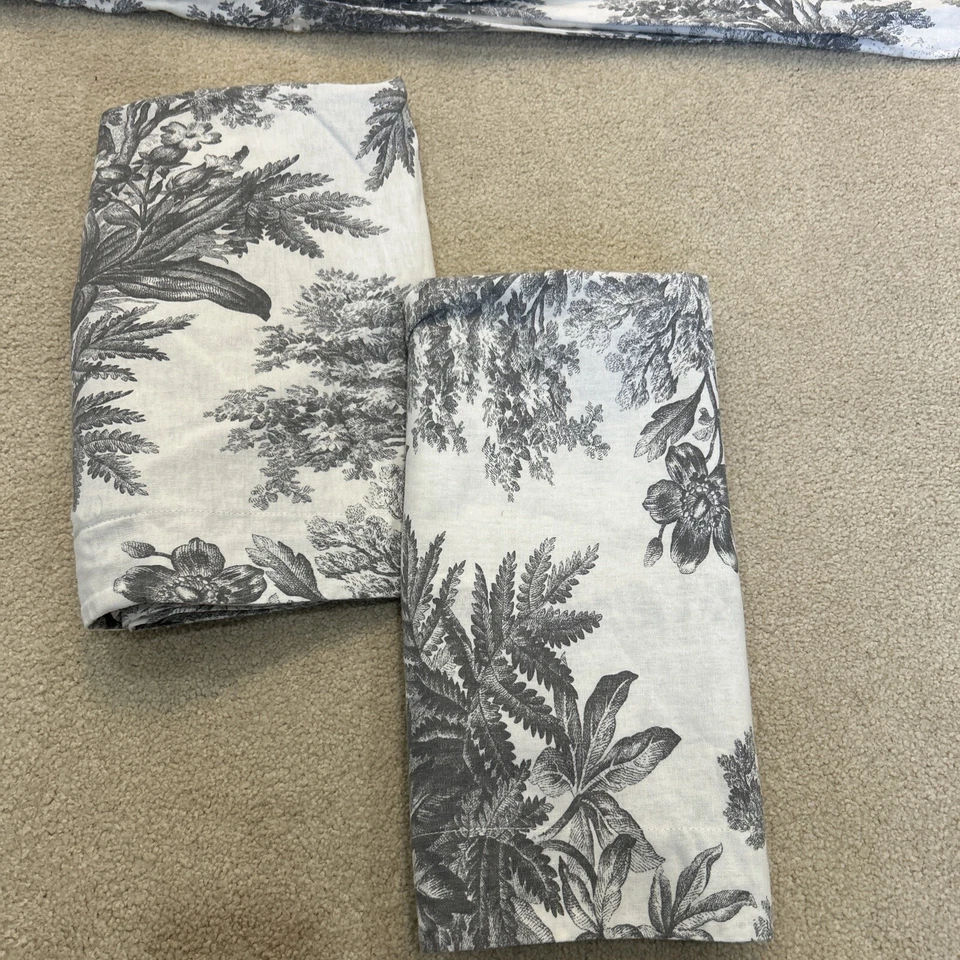 Edredón Pottery Barn ~MATINE TOILE~ F/QUEEN Y DOS FUNDAS EURO GRIS Y BLANCO Foto 2 de 4