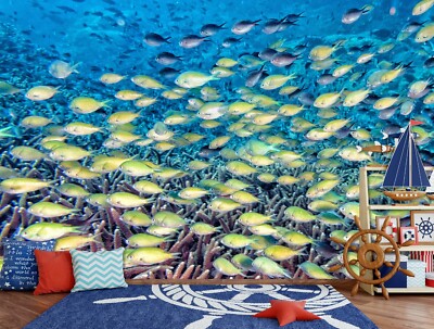 3D Gelber Fisch ZHUC4627 Tapete Wandbild Fototapete Abnehmbarer Ann