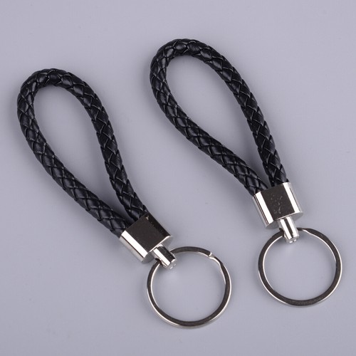 2pcs PU Leather Car Keychain Strap Key Ring Holder Braided Rope | eBay ...