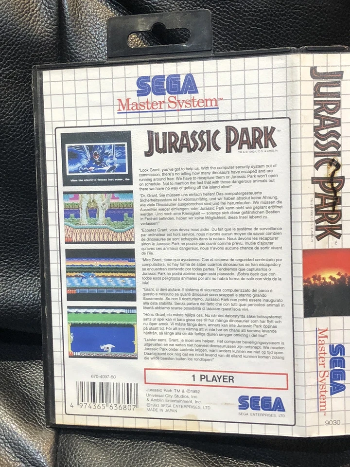 1992 Vintage Jurassic Park Sega Master System Original Sega Sticker CASE ONLY - Image 2 of 4