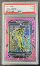 PSA 9 2022 PRIZM TARIQ WOOLEN PINK DISCO PRIZMS NO HUDDLE ROOKIE MINT RC 13/15