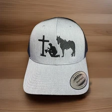Western Hat Cowboy At Cross Gray With Black Mesh Snapback Trucker Cap