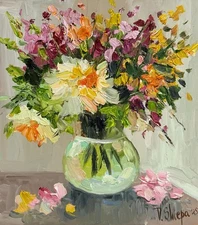 Wildflowers Peonies Original Oil Painting Flowers Floral Impasto Art Signed