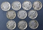 (10) 1920 - 1936  5C BUFFALO NICKELS NO DUPS KM# 134 Grades: G to VG  A7292