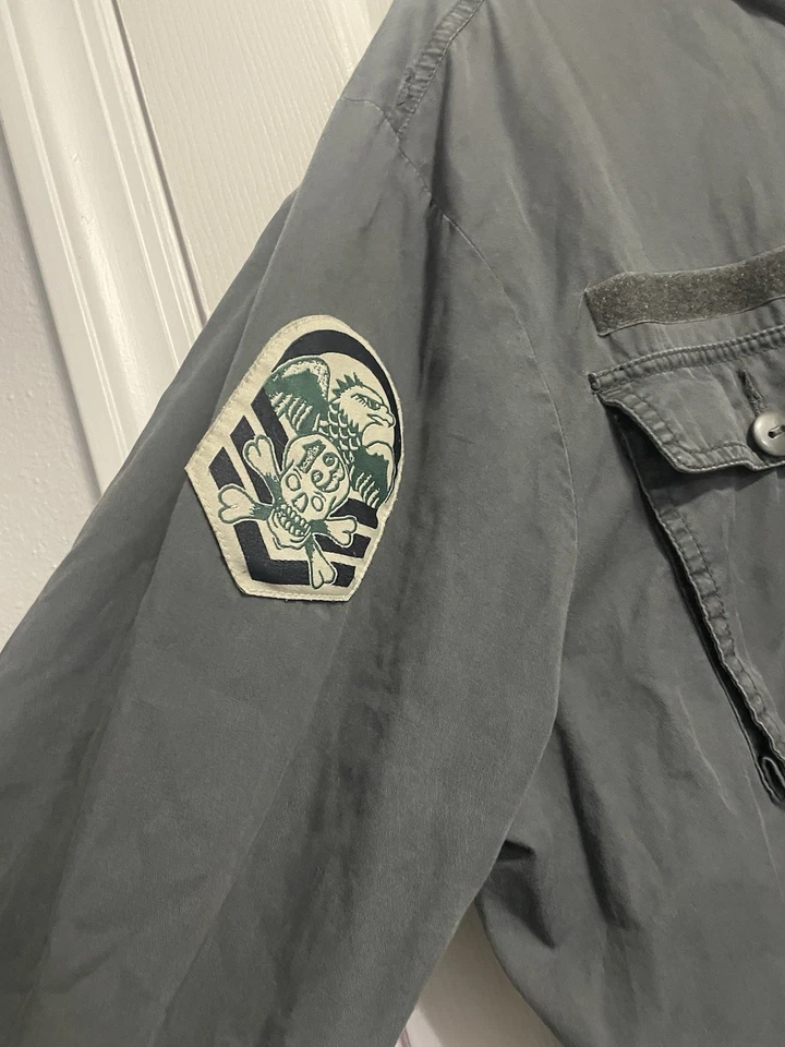 Vtg Express Military Utility Jacket Mens XL Army Cargo Patches Y2K Grunge - Image 3 of 4