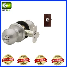 Versatile Keyed Entry Knob with All-Metal Build - Sleek Satin Finish, Easy Fit