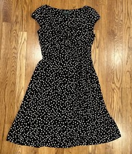 Lauren Ralph Lauren Dress 8 Wrap Swing Skirt Polka Dots Capsule Quiet Luxury Blk