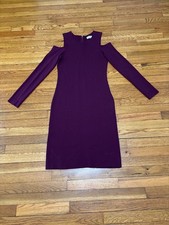 Eliza J Womens Cold Shoulder Dress Sz Large WIne Purple Rayon Party Whimsigoth