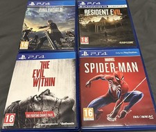 PS4 Game Bundle x4 – Spider-Man, Resident Evil 7, Final Fantasy XV, The Evil Wit
