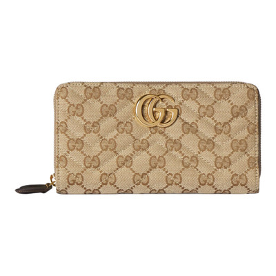 GUCCI GG Generation Gold Hardware Canvas Wallet Women's Brown 7.5*0.8*4.1 in