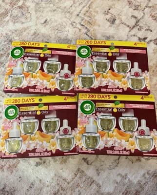 4X Air Wick Essential Oils White Flowers & Melon Summer Delights Refill Bundle 4