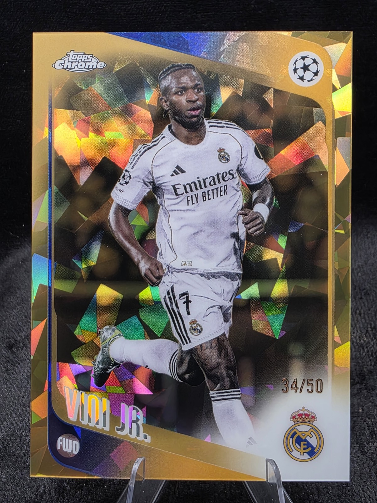 2025-26 Topps Chrome UEFA Champions League - Vini Jr Gold X-Fractor /50 Brazil view 1