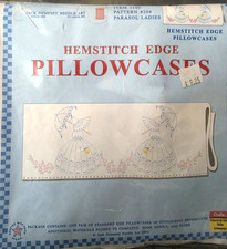 Parasol Ladies 204 hemstitch edge stamped pillow cases embroidery pair dempsey