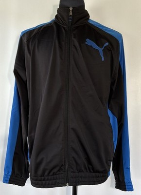 Puma Men s Track Jacket Black/Blue Full Zip Activewear Fitness Running Size XL