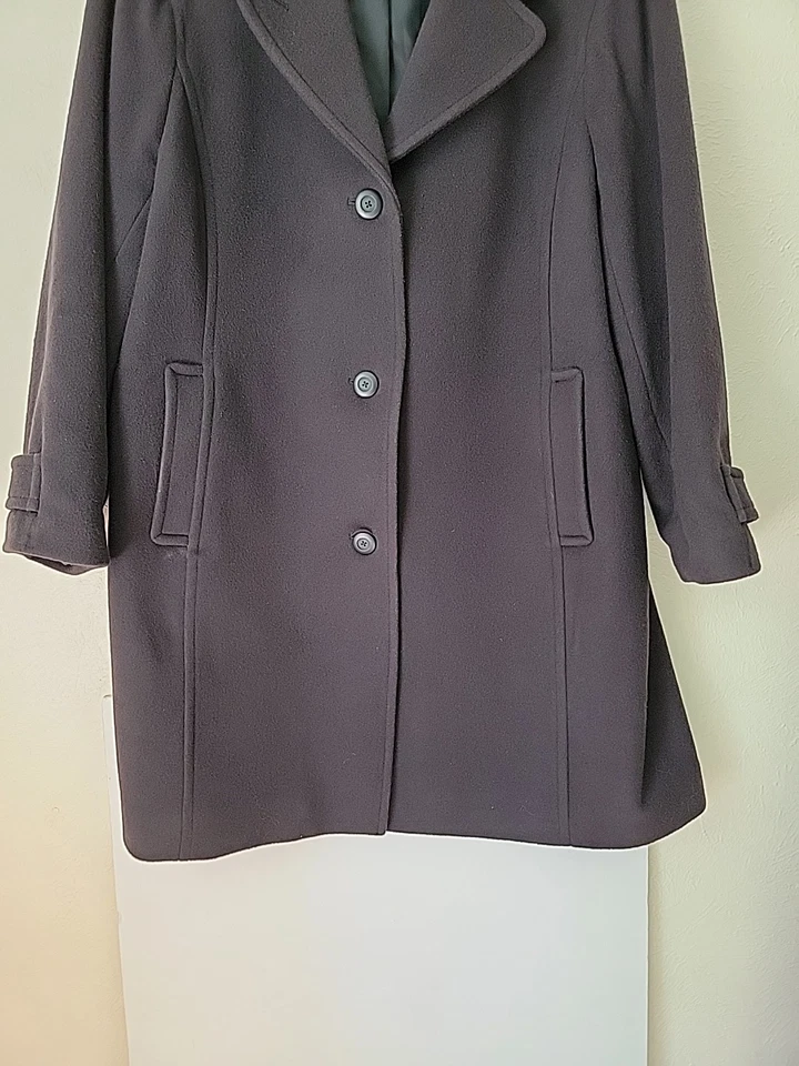 LL Bean Wool Blend Swing Coat Size 20 W Purple Button Up 3/4 Length $279 - Image 4 of 4