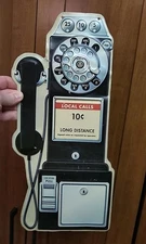 Public 10 Cent Pay Phone Metal Tin Wall Hanging Sign Open Road Brands 