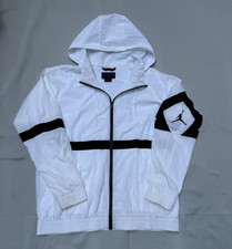 Jordan White/Black Hooded Full Zip Lined Windbreaker Jacket Regular Fit XL
