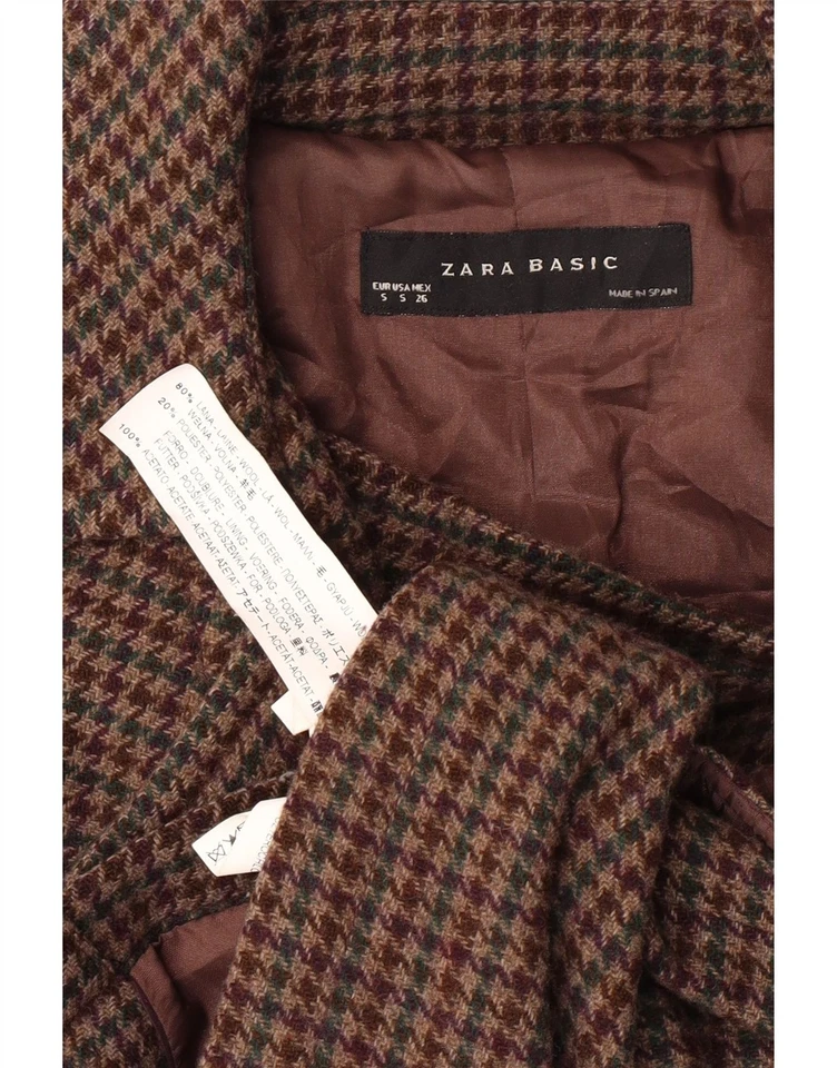 Chaqueta Bomber ZARA Mujer UK 8 Pequeña Marrón Pata de Gallo Lana AW18 Foto 3 de 3