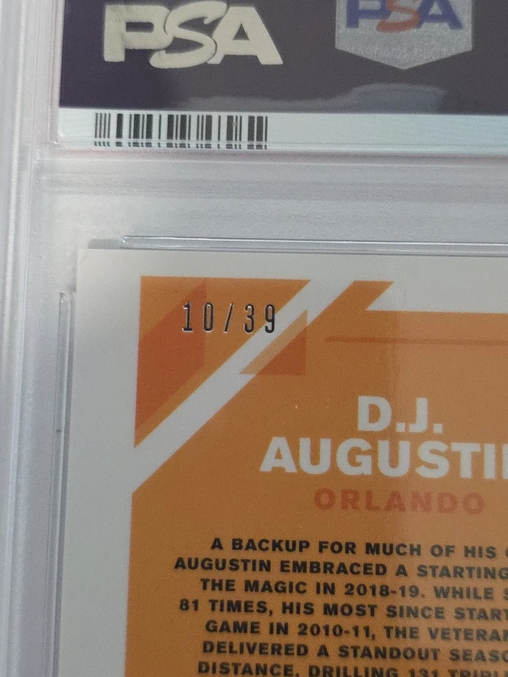 2019-20 Panini Donruss Optic Black Velocity Prizm /39 DJ Augustin #5 PSA 10 - Image 3 of 4