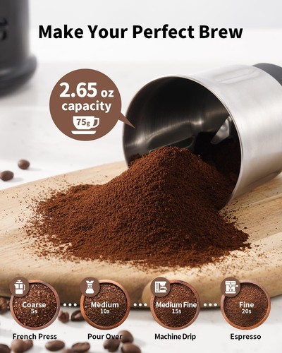 SHARDOR One Touch Macinacaffè Elettrico, Spezie, Erbe, per Caffè in Grani Spezie - Foto 4 di 7