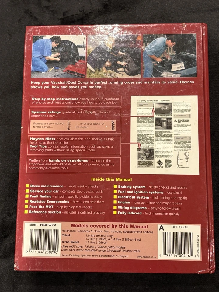 Haynes 4079 Vauxhall/Opel Corsa 2000-03 Petrol & Diesel Service & Repair Manuel - Image 2 of 3