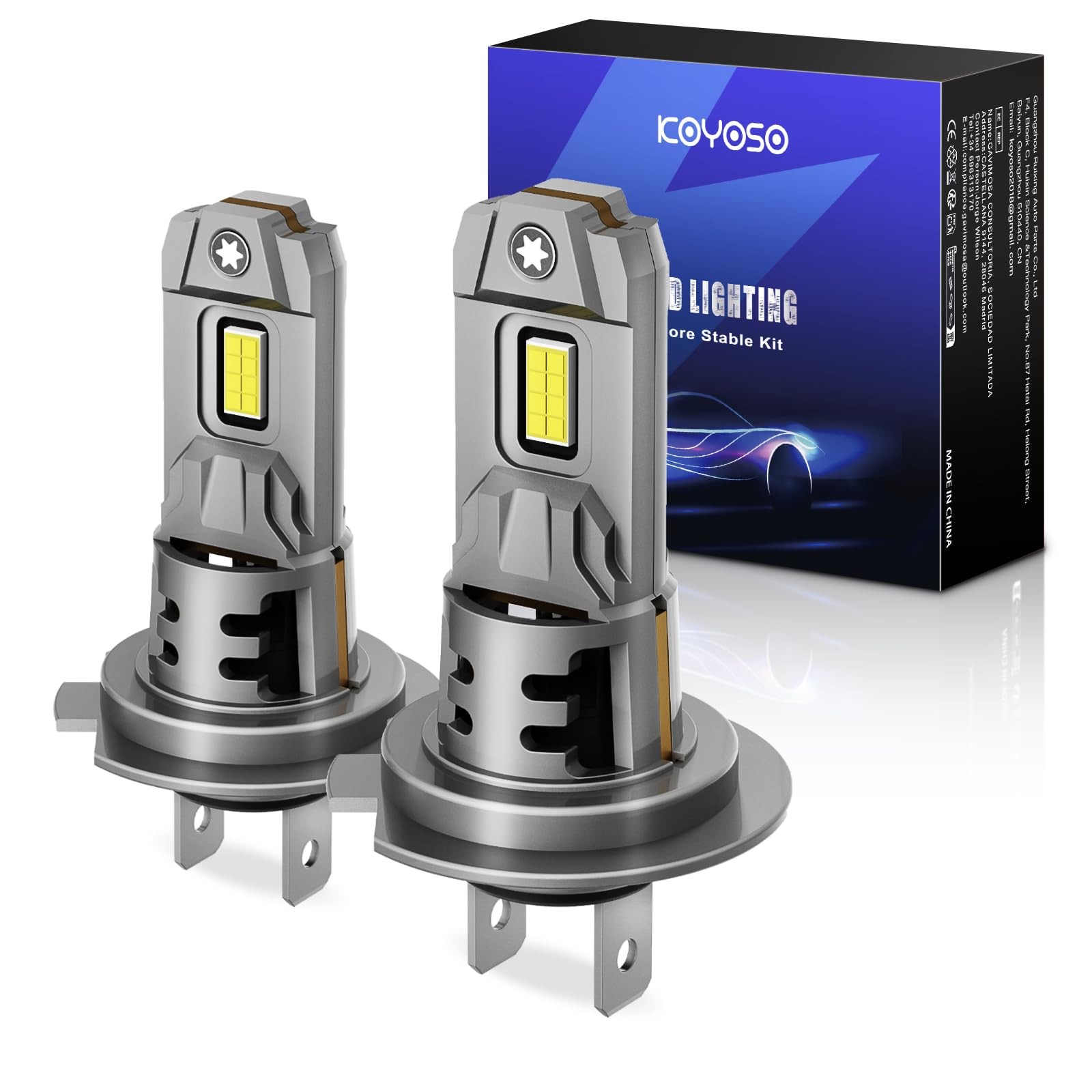 KOYOSO Lampadine LED H7 55W 20000LM per Auto e Moto Sostituzione Lampade LED H7 - Immagine 1