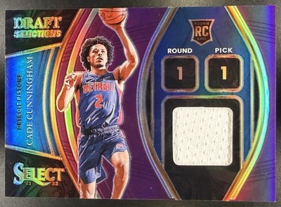 2021 Select Cade Cunningham Draft Selections Memorabilia Purple Prizms /99 RC