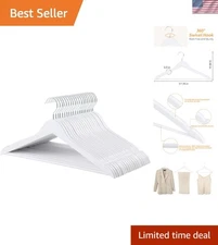 Elegant White Lacquered Wooden Suit Hangers - 20-Pack for Organized Closets