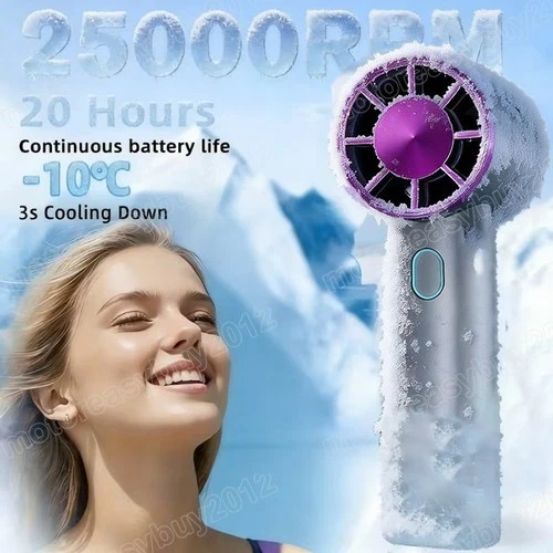 Portable Handheld Turbo Fan with Ice Cooling, 6000mAh Rechargeable 100Speed wind