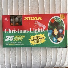 NOMA Christmas Lights 25 Indoor Retro Large Bulbs Multi-Colored Solids VTG Work