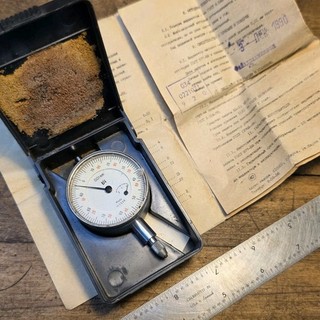 RARE Vintage USSR SOVIET Dial Indicator & BOX • Precision 0.01mm Meßuhr Messuhr