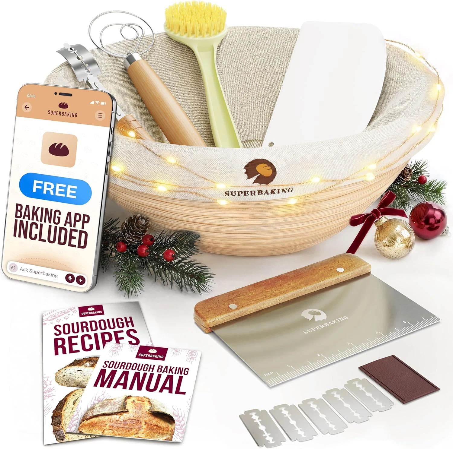 Banneton Bread Proofing Basket, Sourdough Bread Baking Supplies, round 9 Inch So
