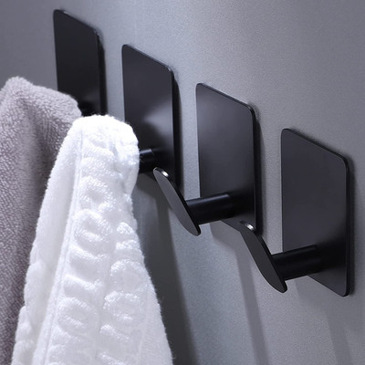 Adhesive Hooks - 4 Pack Towel/Coat Hooks Wall Hook Stick on Bathroom or Kitchen