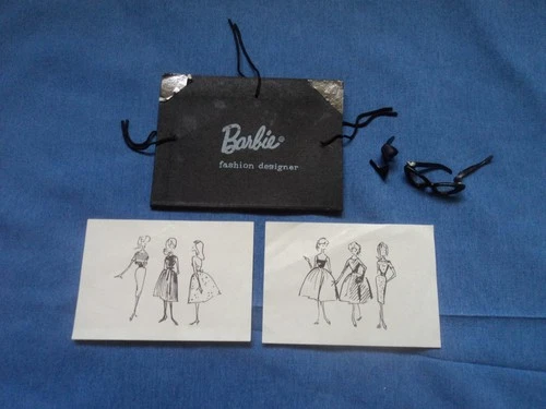 Vtg Barbie Busy Gal 981 Portfolio, Sketches, Glasses, Navy OT Shoe Accessories