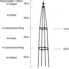 130/170cm Garden Obelisk Trellis Metal Outdoor Climbing Plant Support Frame UK