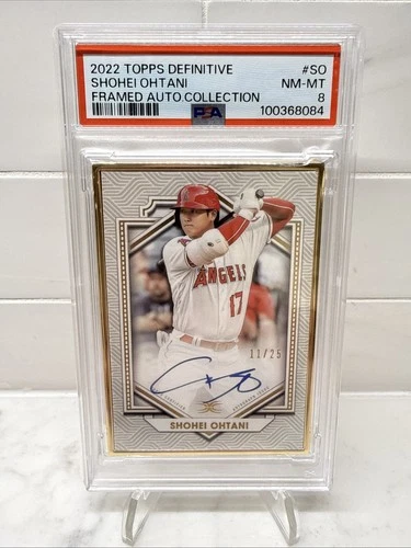 2022 TOPPS DEFINITIVE GOLD FRAMED ON CARD AUTO SHOHEI OHTANI /25 SSP PSA 8 LAA