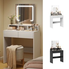 Vanity Desk with Mirror and LED Lights, Dressing Table with Drawers