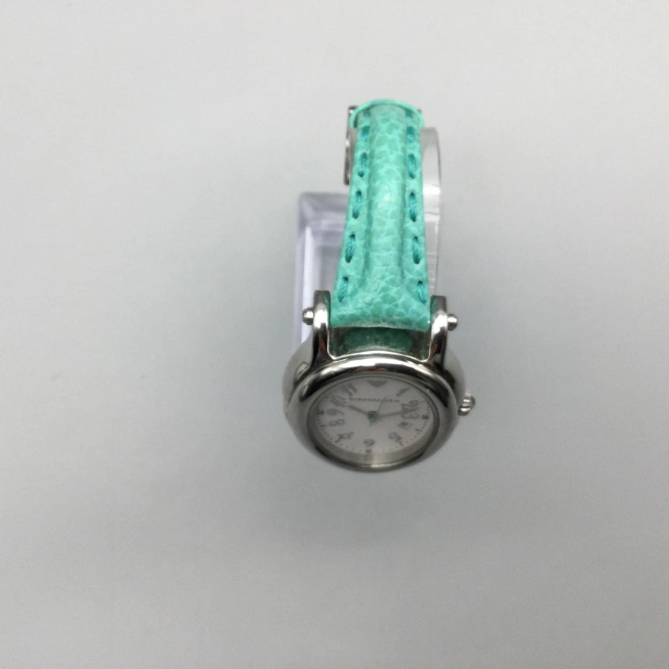 Reloj BCBGMAXAZRIA Diamantes Mujer 32mm Esfera Ovalada Cuero Verde Azulado Batería Nueva Foto 3 de 4