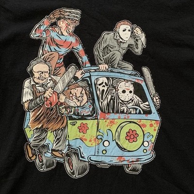 Horror T Shirt Black Men s Medium Freddy Chucky Jason Cartoon Massacre Fandom