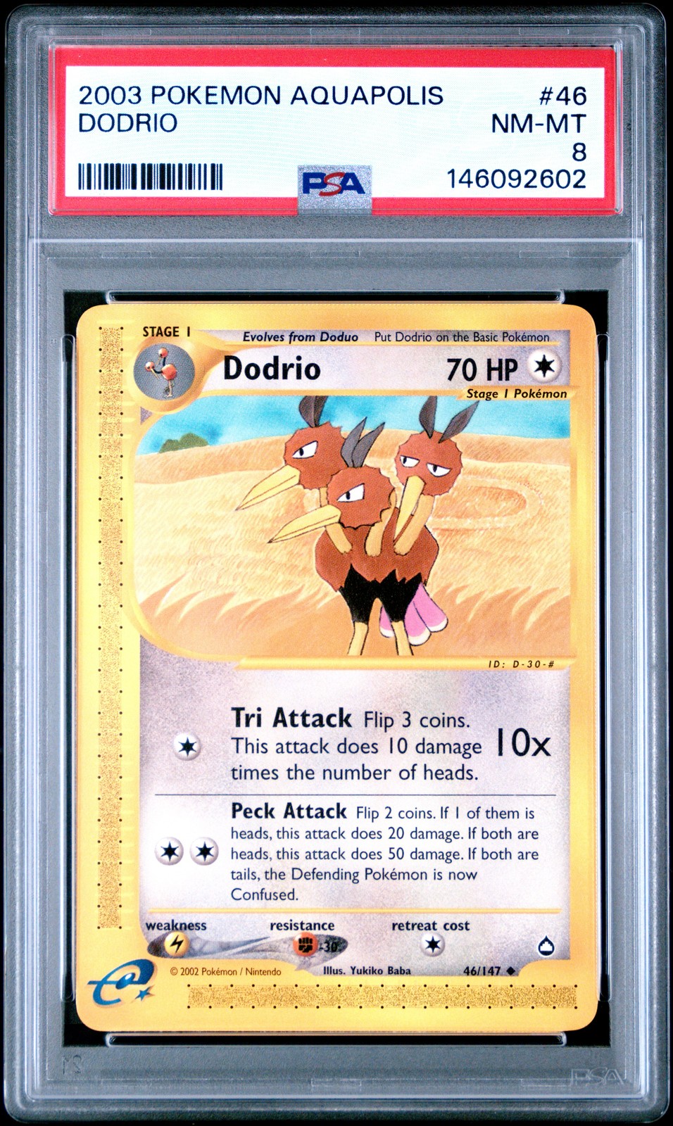 2003 POKEMON AQUAPOLIS #46 DODRIO PSA 8