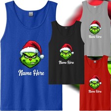 Personalized Custom Your Text Happy Christmas Men Tank Top USA New Gift Unisex