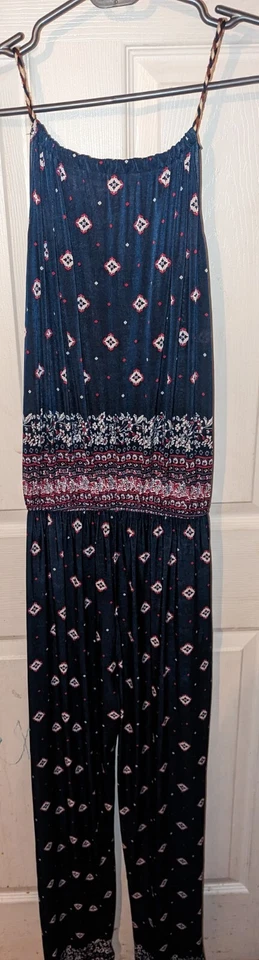 Mujer Juimsuit Mameluco Pantalón Sin Mangas Azul Tirantes Talla S Foto 4 de 4